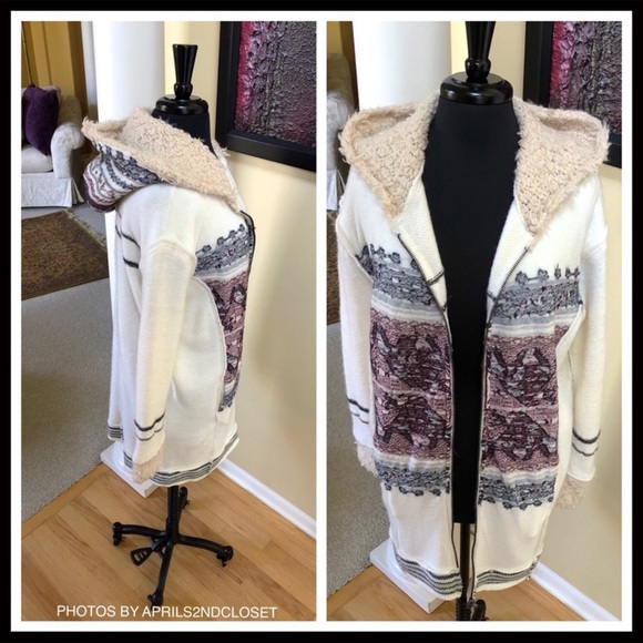 FREE PEOPLE NORDIC HOODED LINED CARDIGAN COAT - Picture 7 of 8